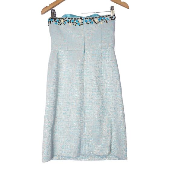 Lilly Pulitzer Raya Metallic Strapless Sheath Dress Beaded Knee Length Lined - Picture 2 of 14